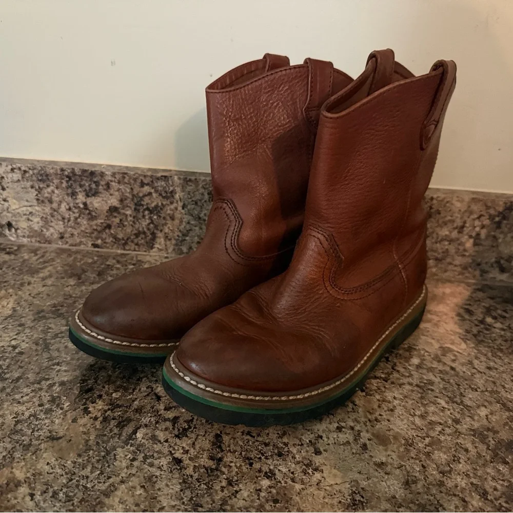 John Deere Brown Leather Boots - Youth 5 1/2